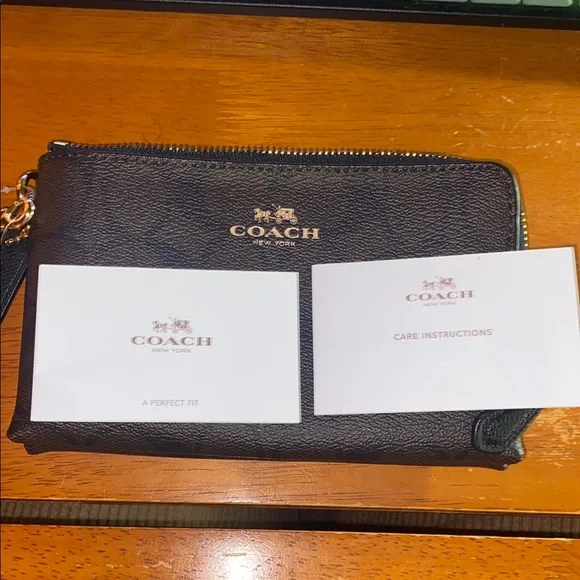 Coach Black and Brown Wristlet with Gold Accents - Picture 7 of 7